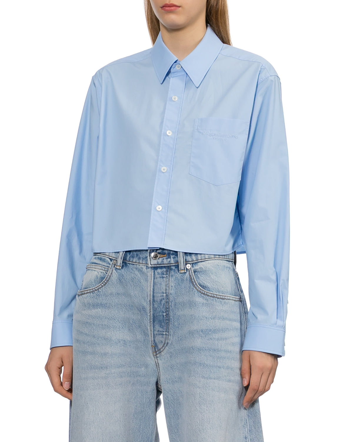 Embroidered logo cropped shirt