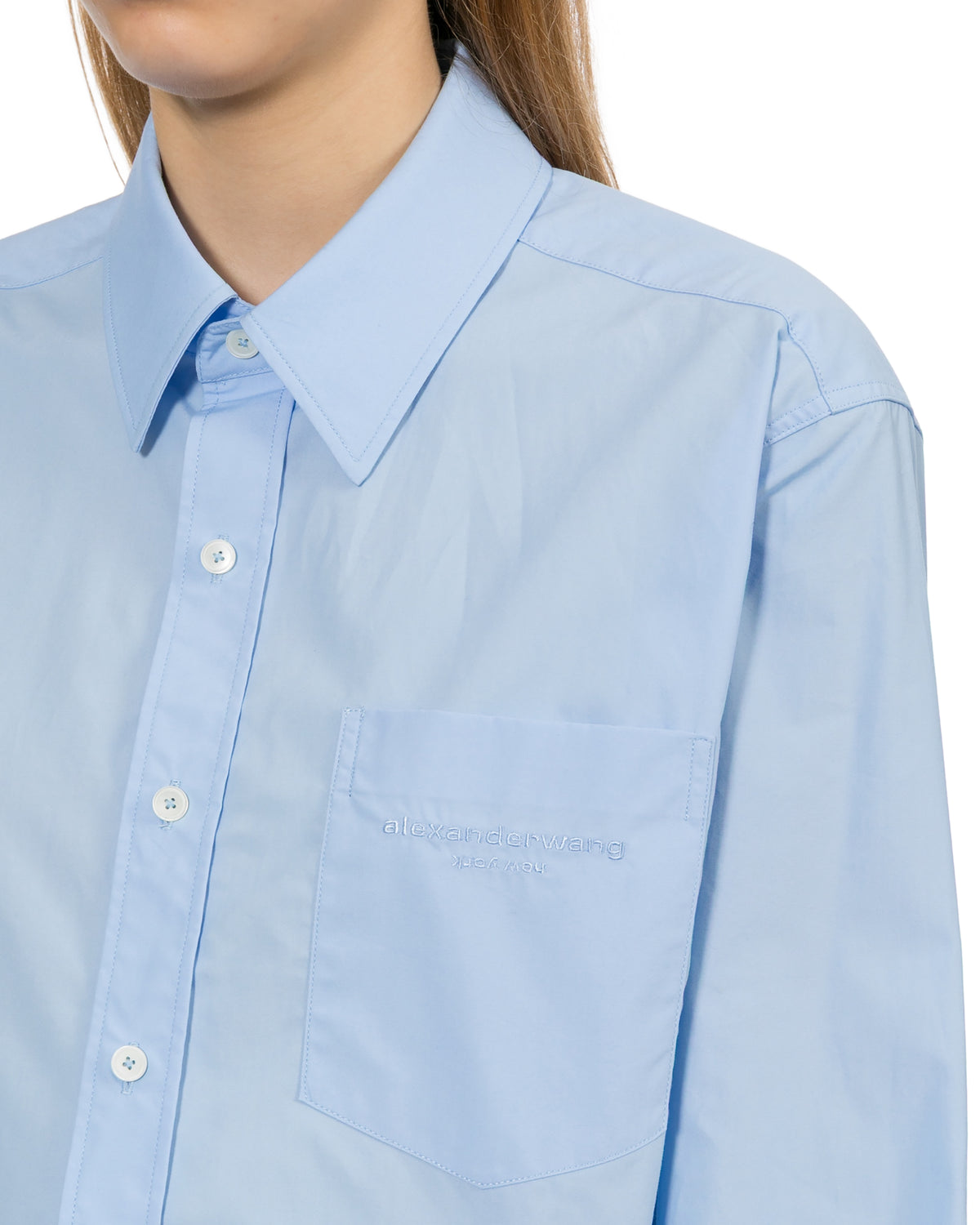 Embroidered logo cropped shirt