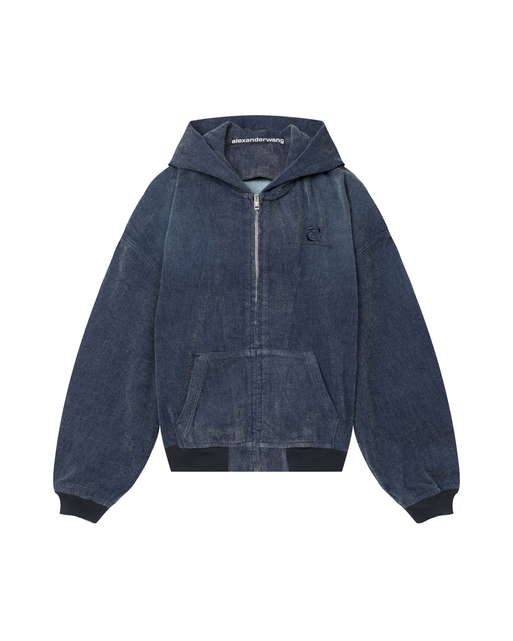 Brushed denim oversized hoodie