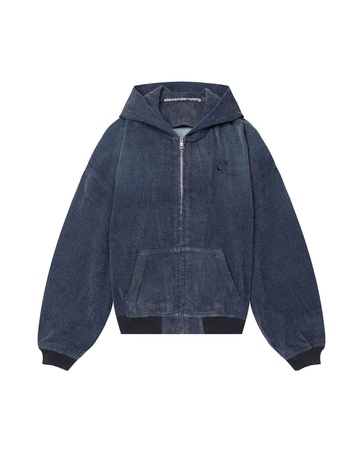 Brushed denim oversized hoodie