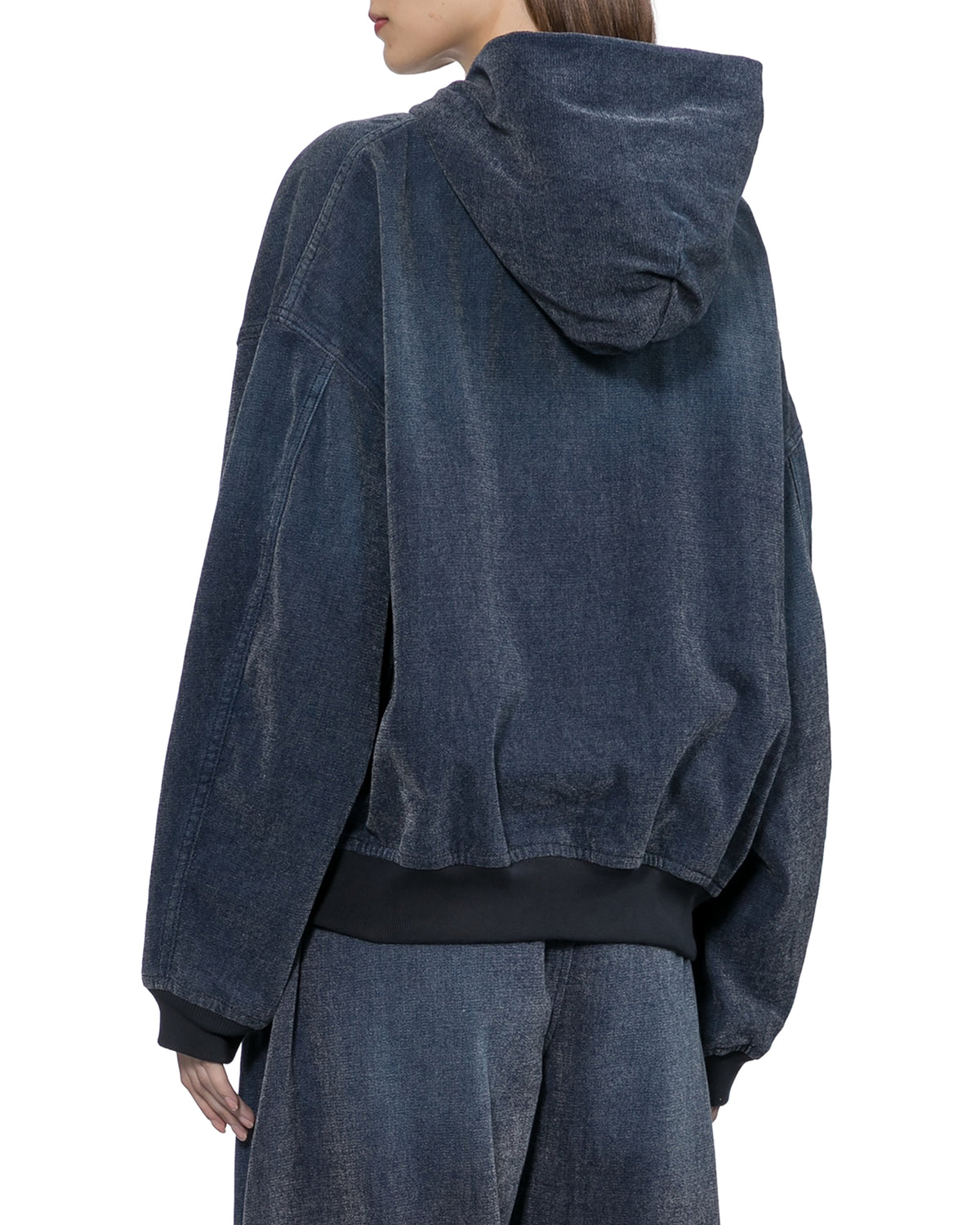 Brushed denim oversized hoodie