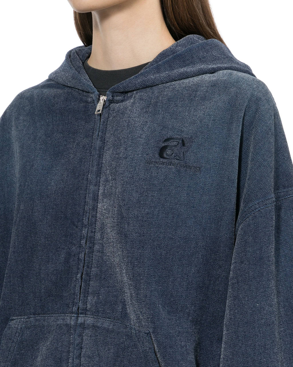 Brushed denim oversized hoodie