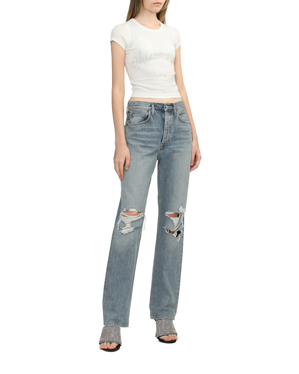 Crystal hotfix rib tee