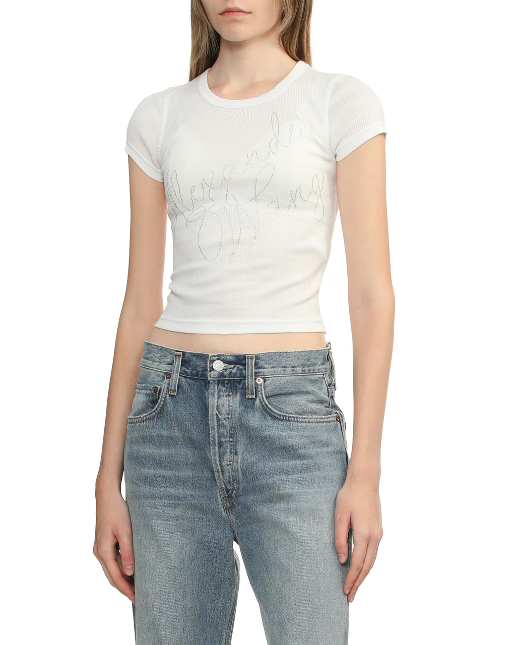 Crystal hotfix rib tee