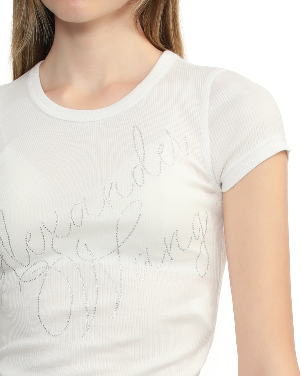 Crystal hotfix rib tee