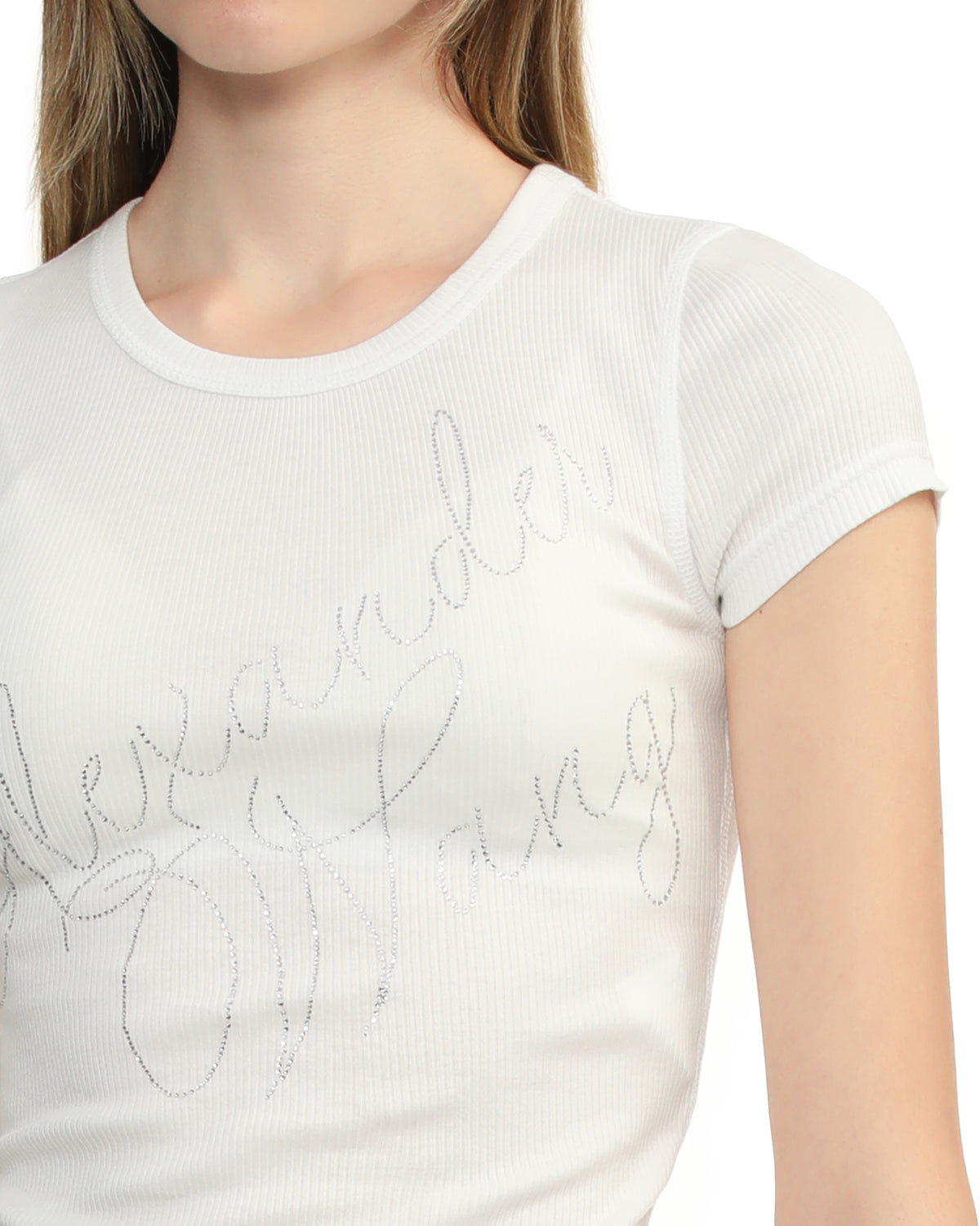 Crystal hotfix rib tee