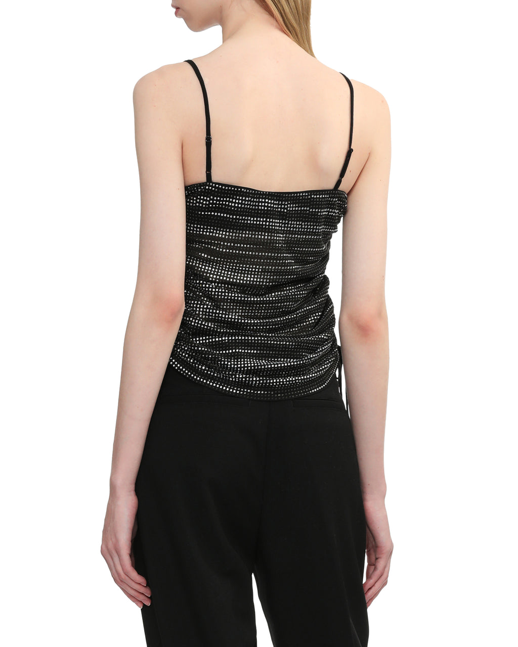 Ruched cami top in crystal hotfix