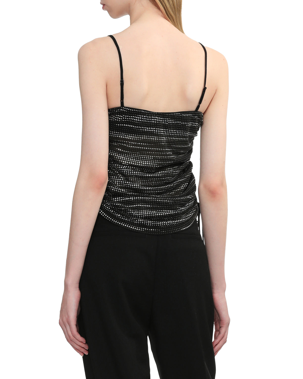 Ruched cami top in crystal hotfix