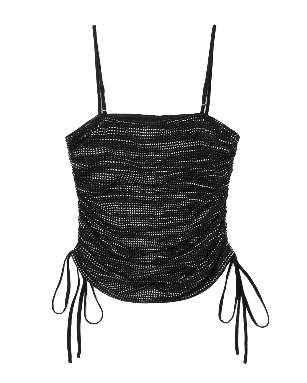 Ruched cami top in crystal hotfix