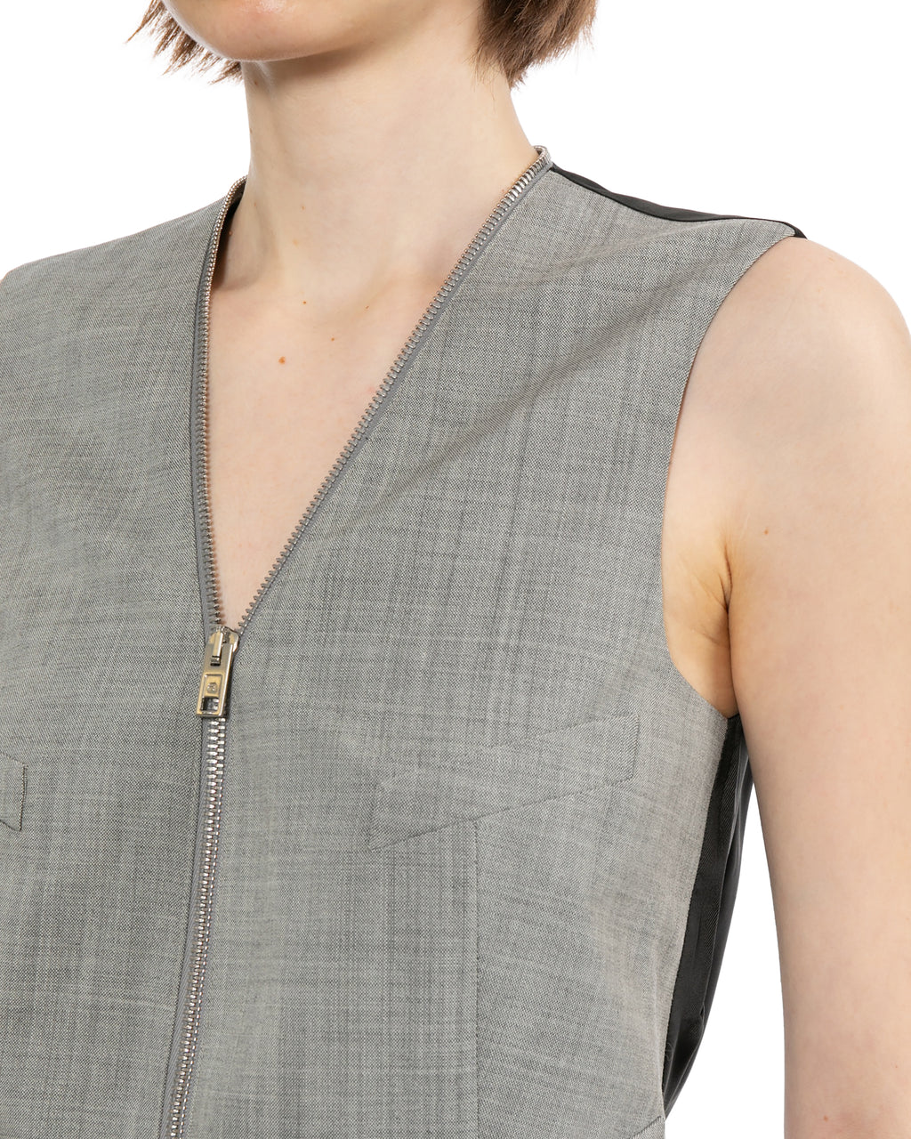 Patchwork zip up vest