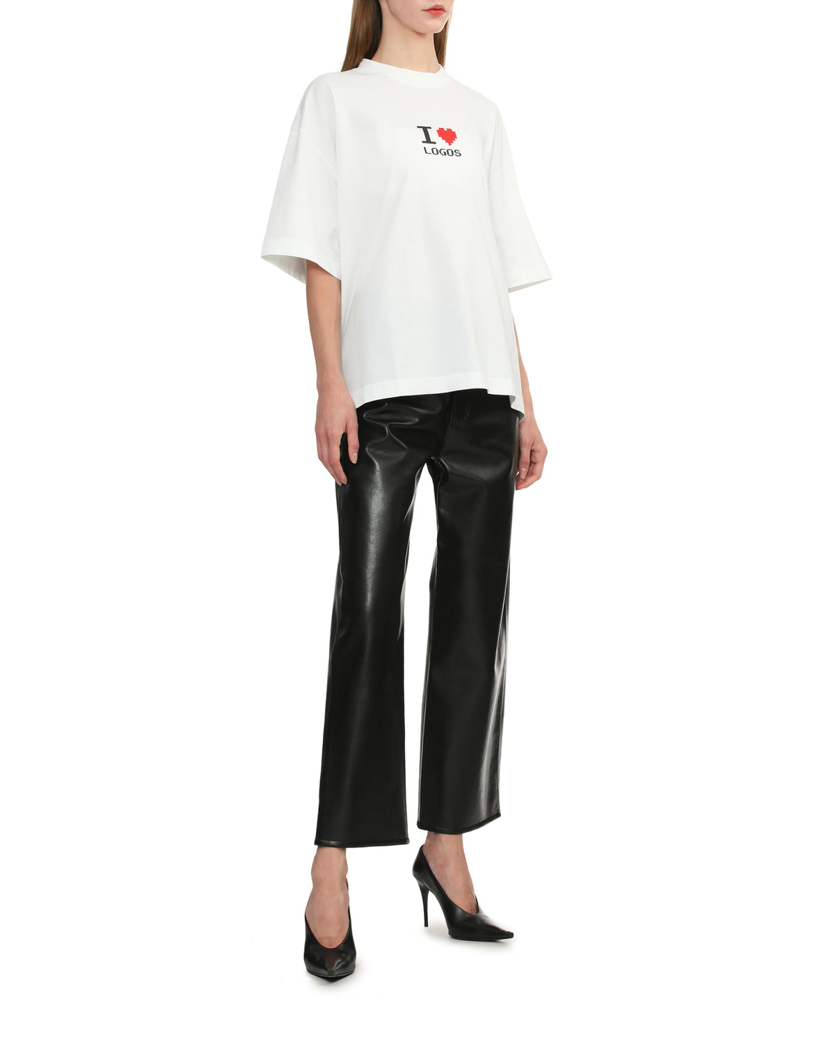 Leather-blend pants