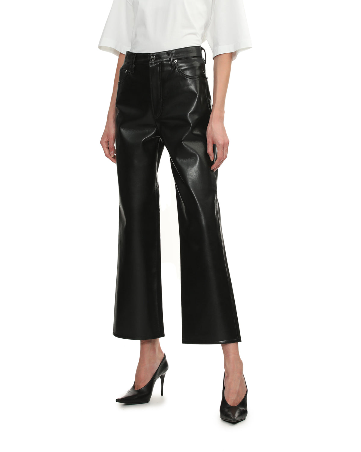 Leather-blend pants