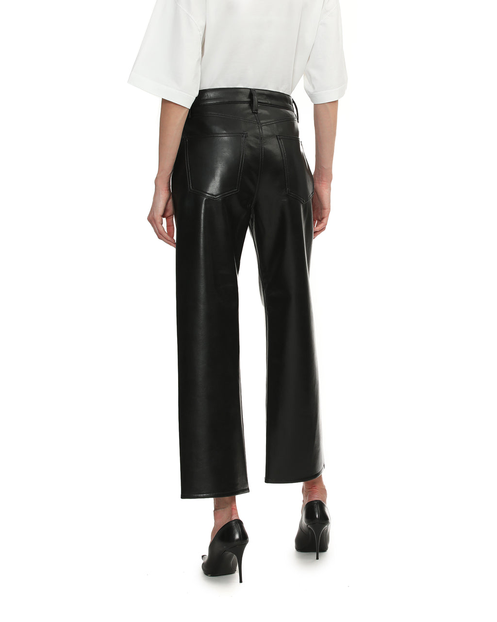 Leather-blend pants