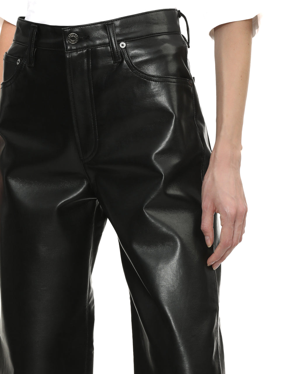 Leather-blend pants