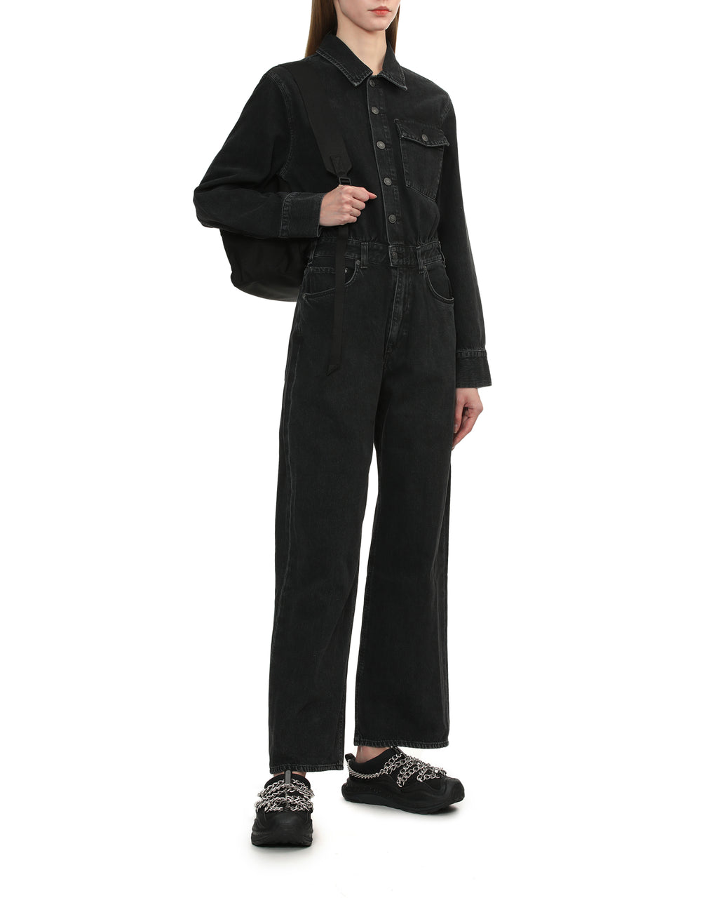 Denim utility jumpsuit