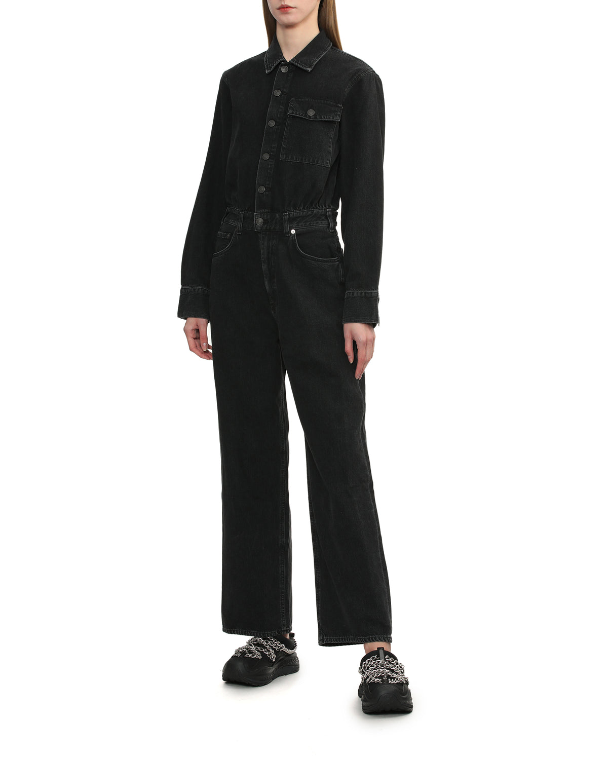 Denim utility jumpsuit