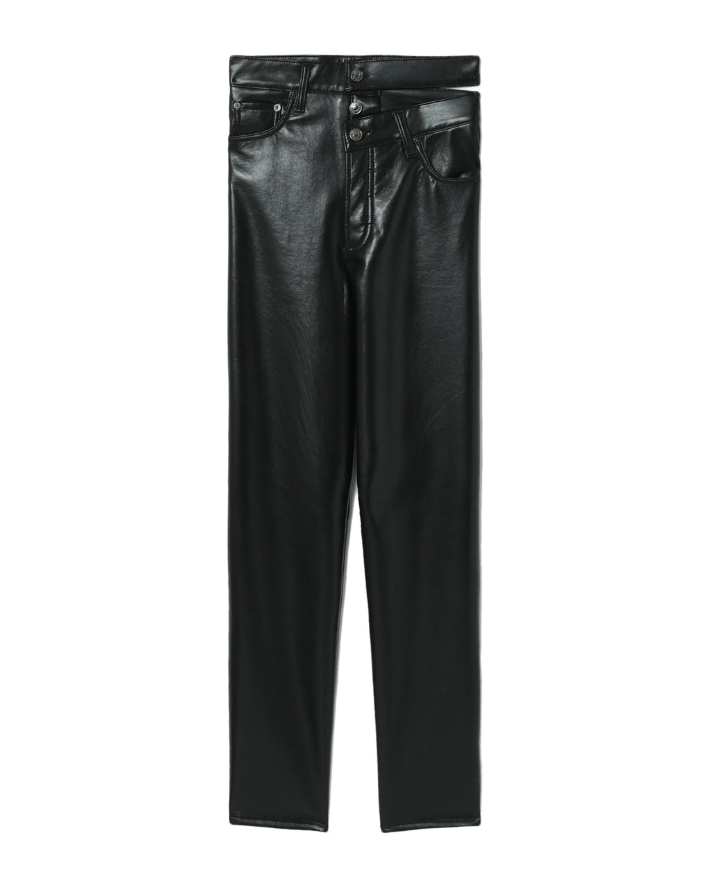 Recycled leather broken waistband jeans