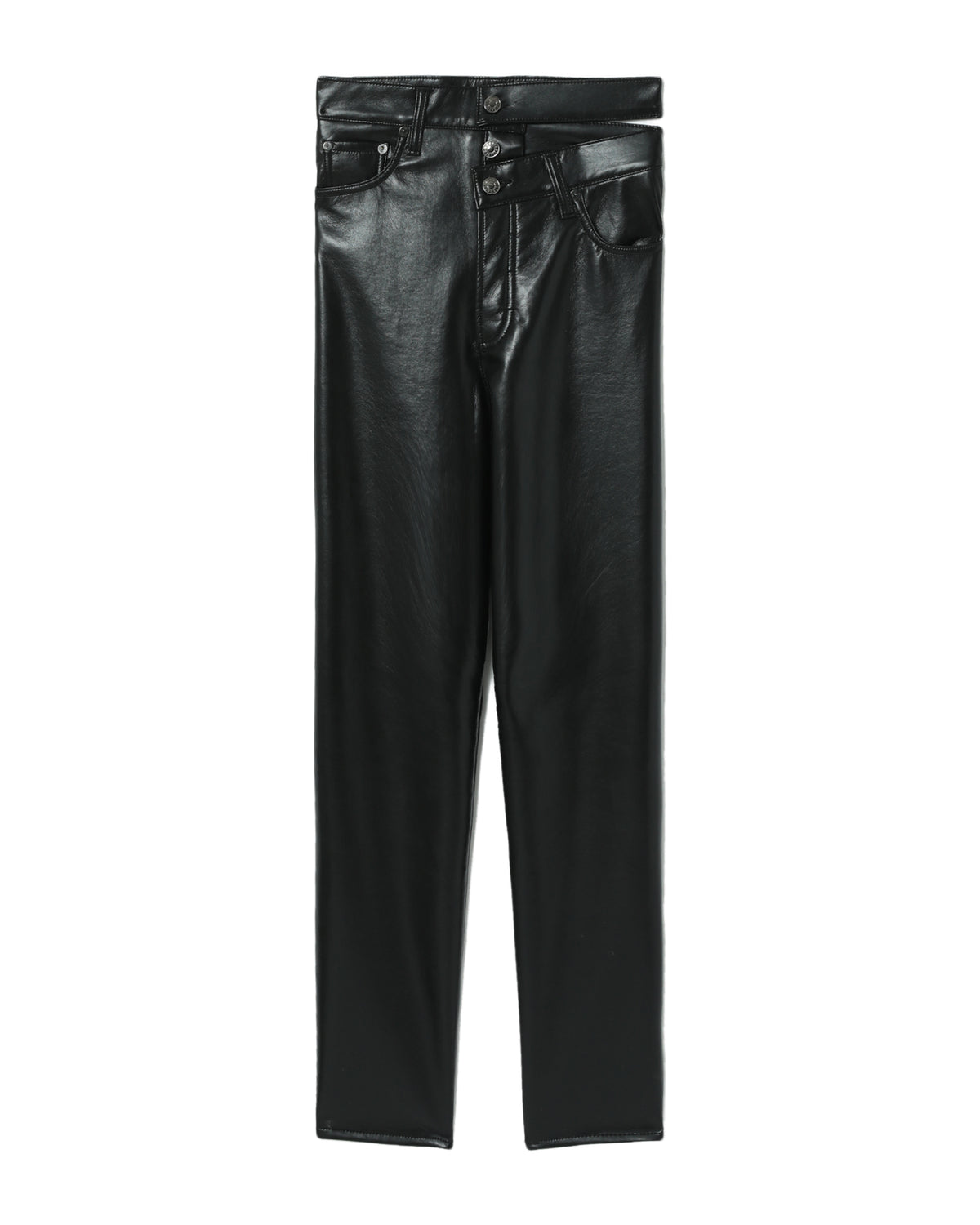 Recycled leather broken waistband jeans