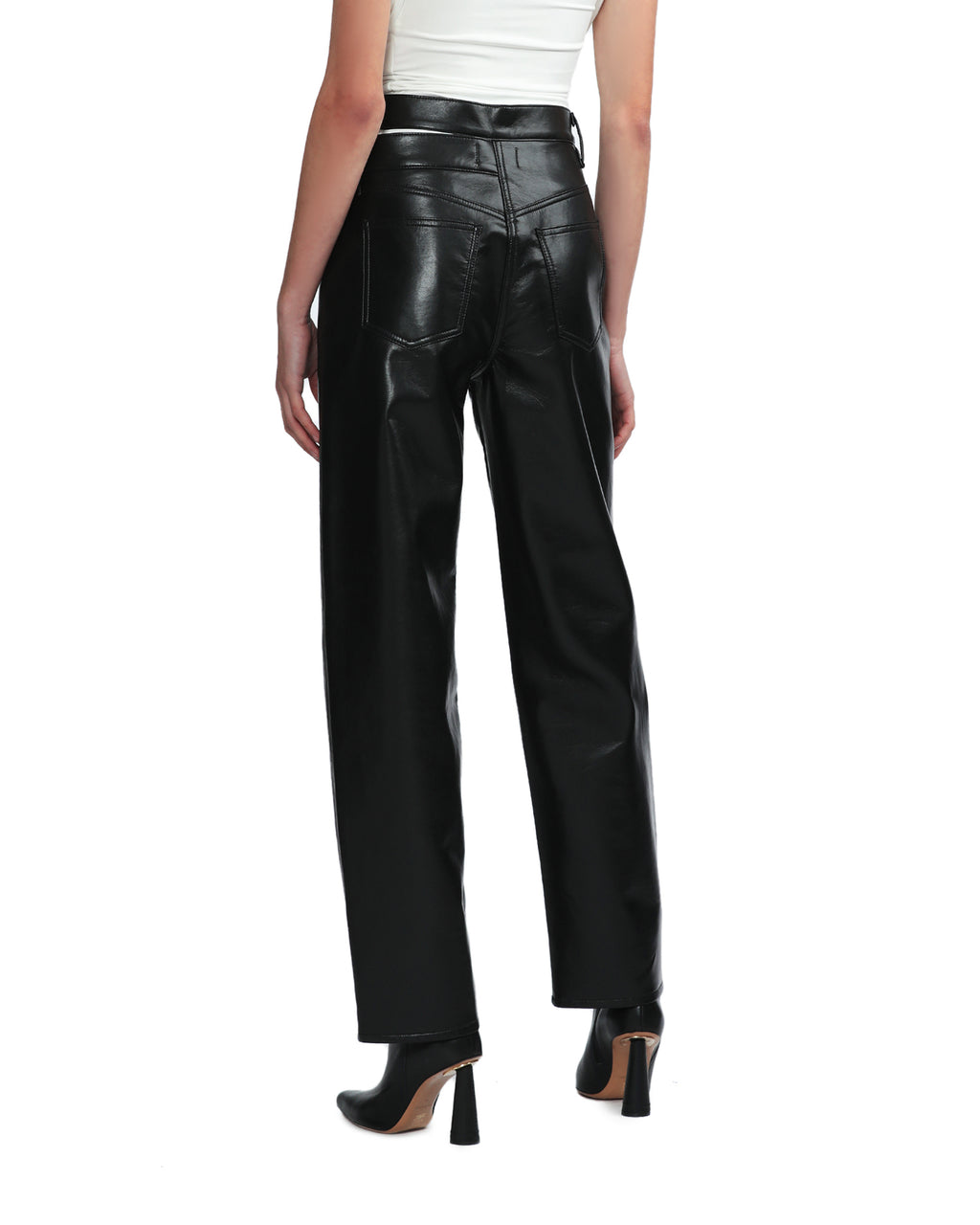 Recycled leather broken waistband jeans