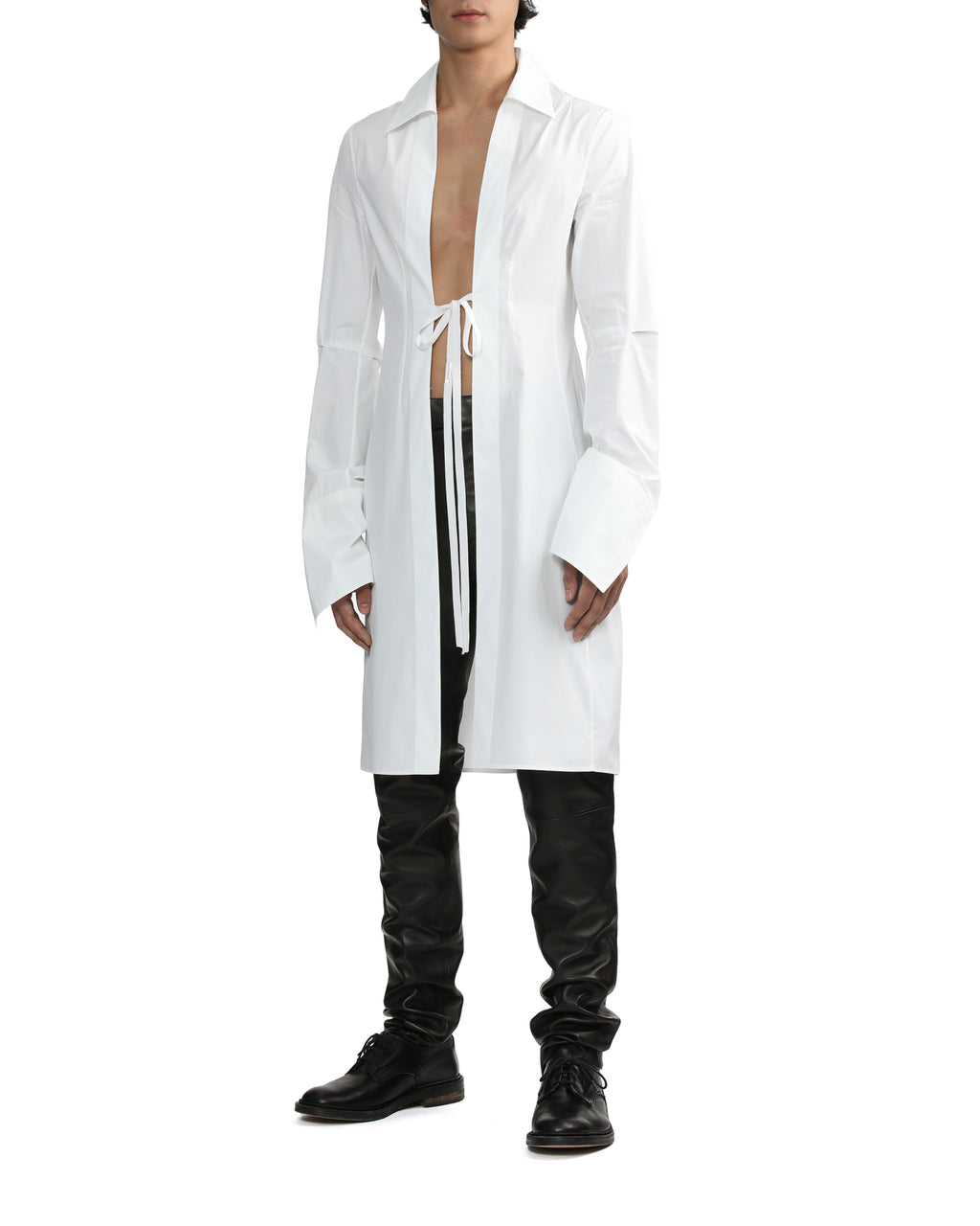 Aert long open front fitted shirt