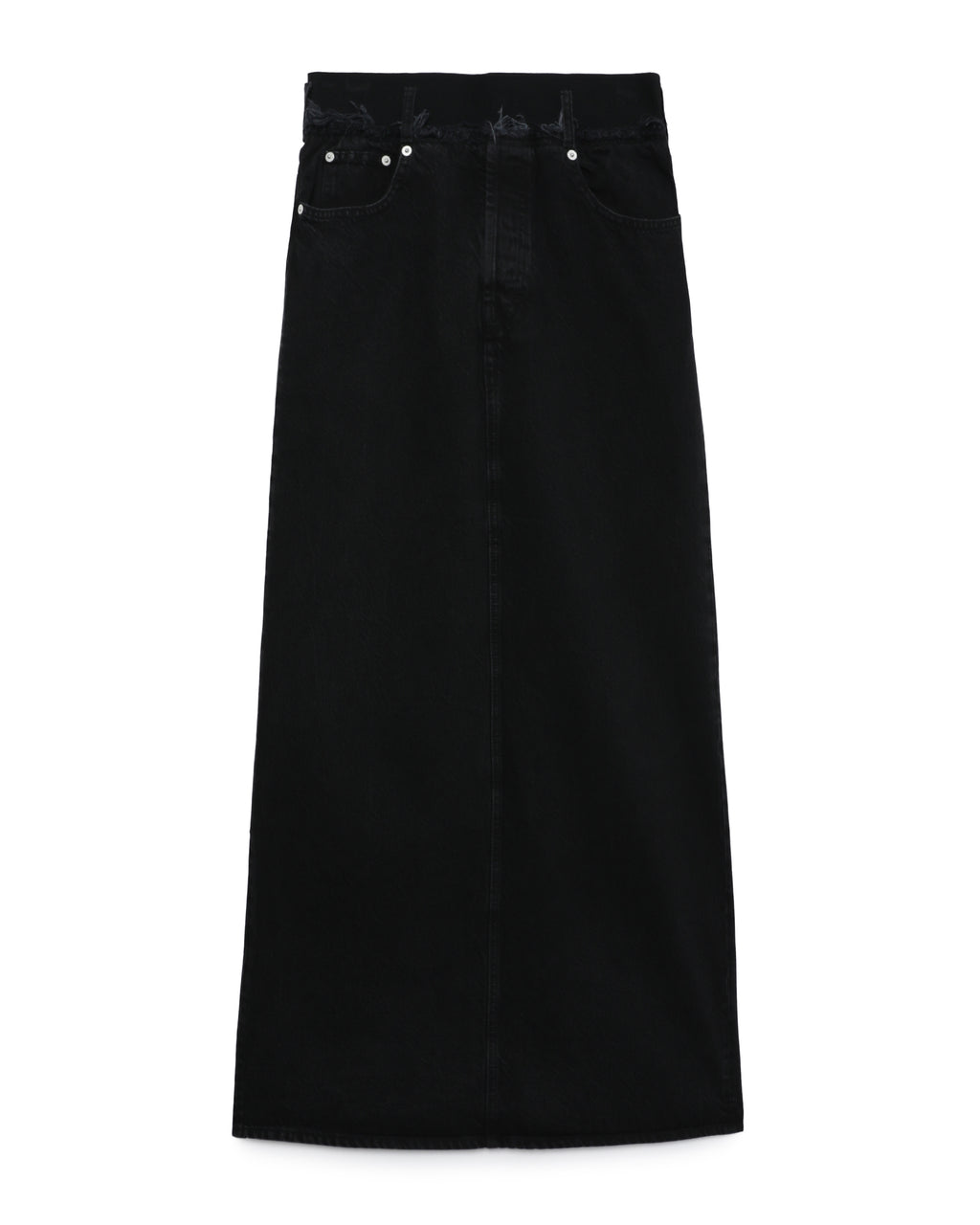Elasticated denim maxi skirt