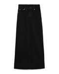Elasticated denim maxi skirt