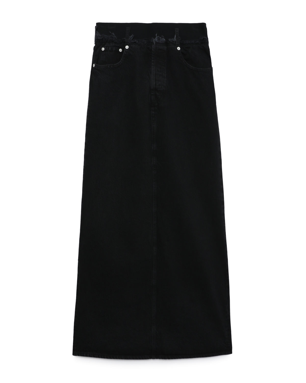 Elasticated denim maxi skirt