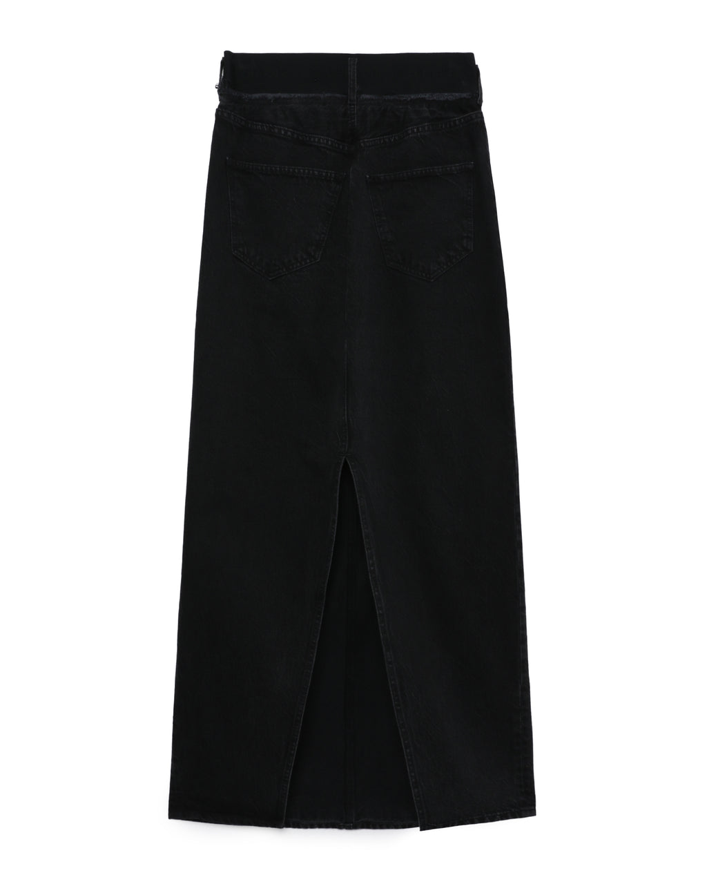 Elasticated denim maxi skirt