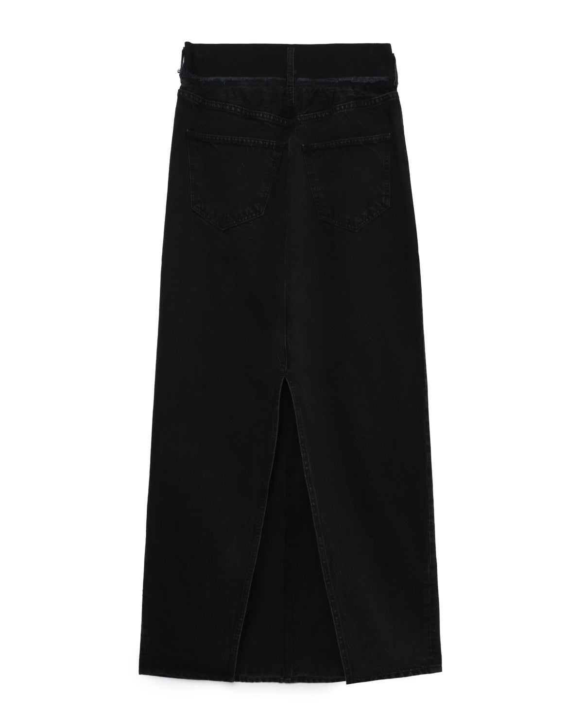 Elasticated denim maxi skirt