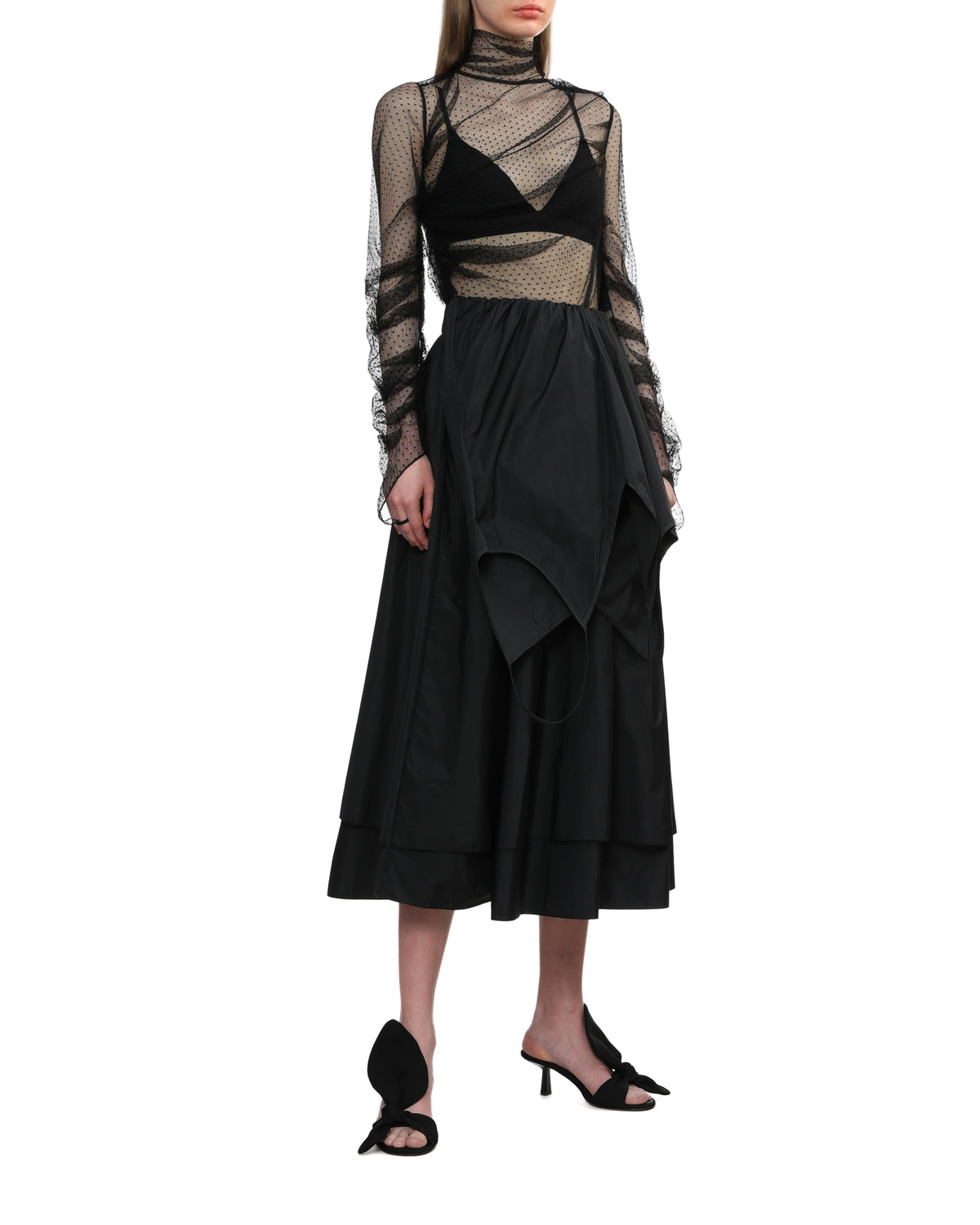 Drape detail layered skirt