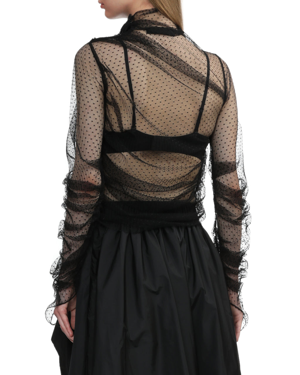 Sheer patterned turtle neck top
