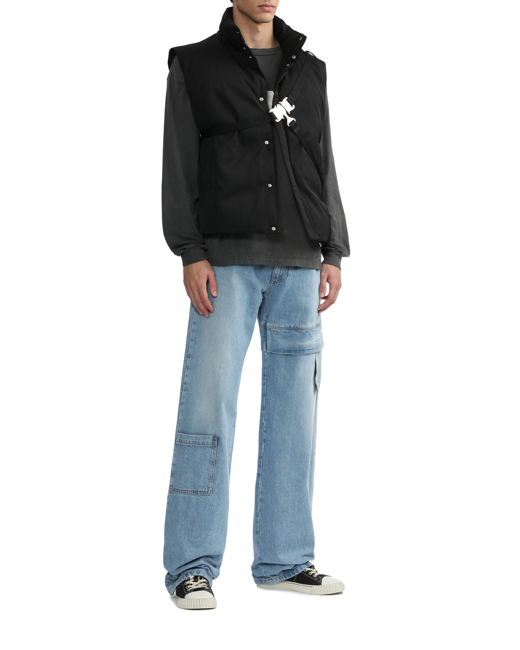 Oversized denim cargo pants
