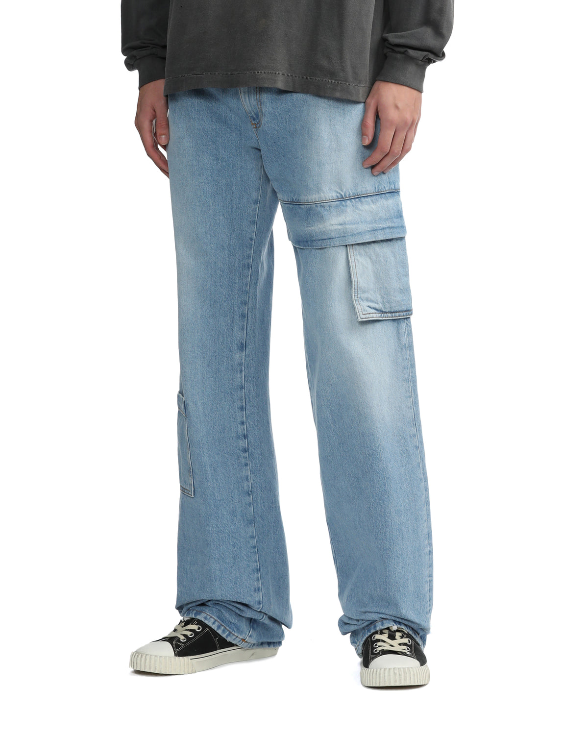 Oversized denim cargo pants