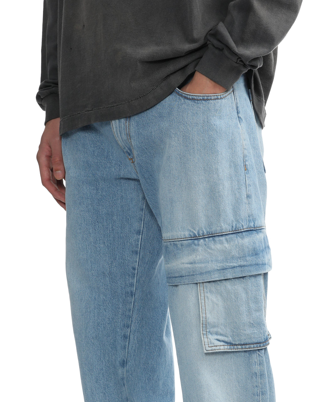 Oversized denim cargo pants