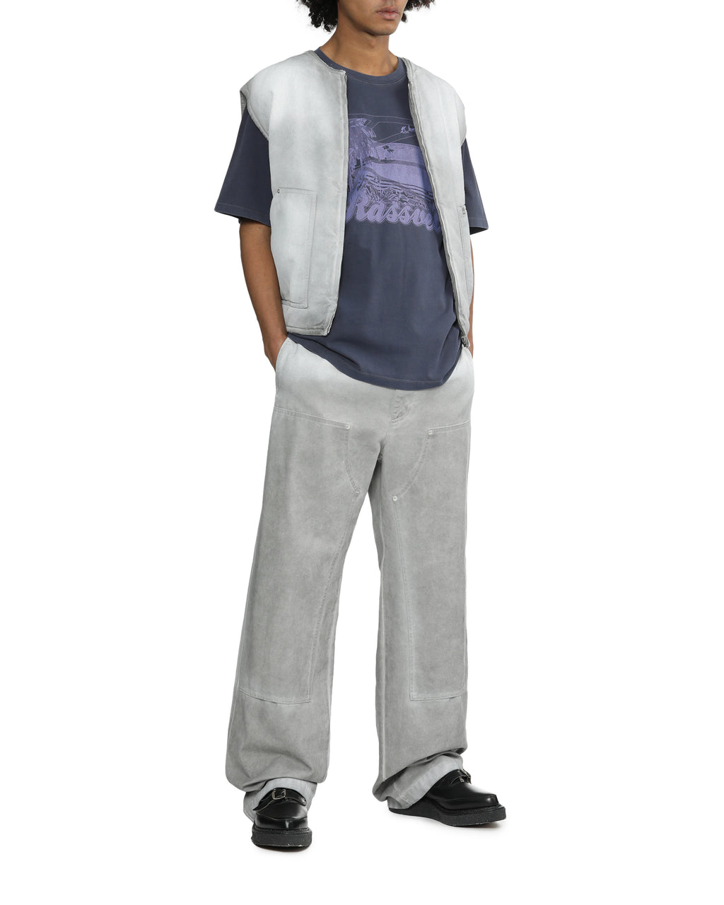 Bleached carpenter denim pants