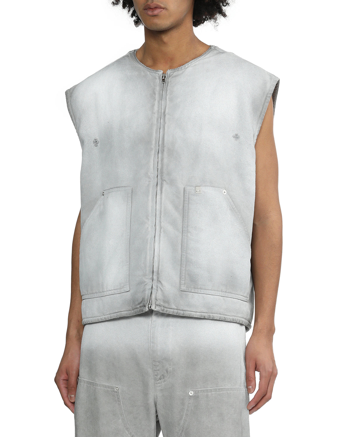 Bleached denim vest