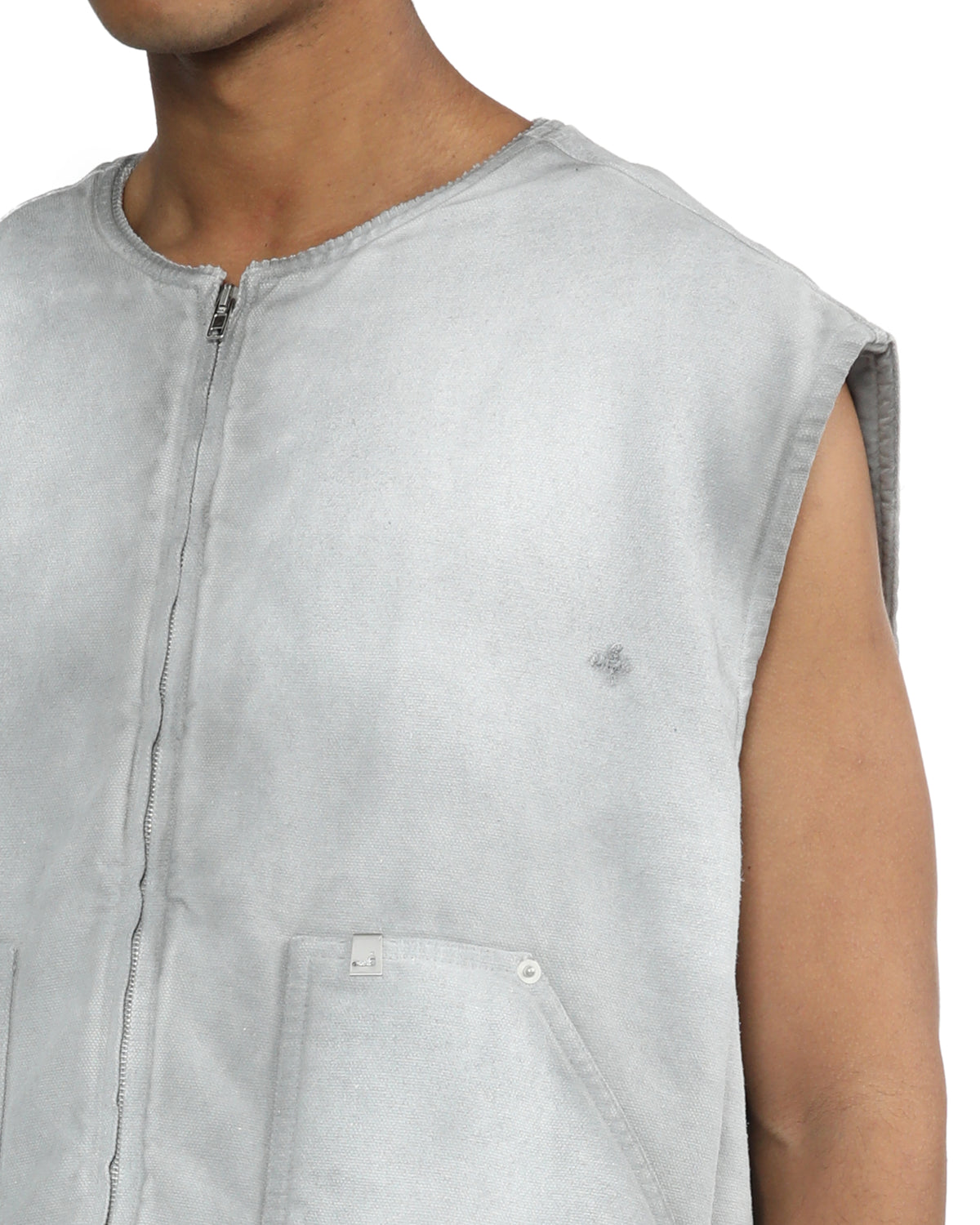 Bleached denim vest