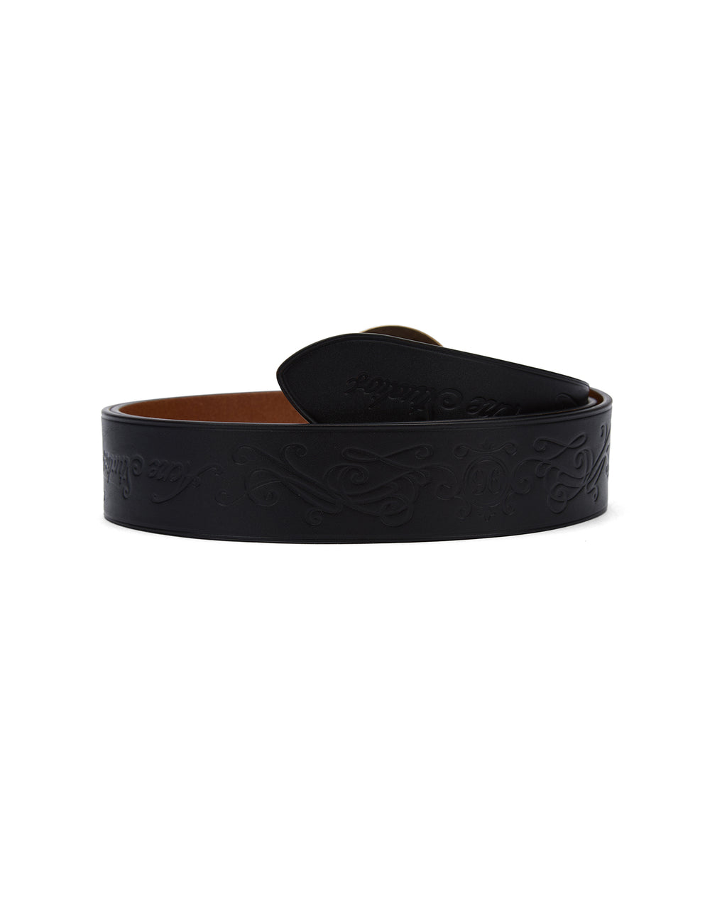 Leather logo buckle belt