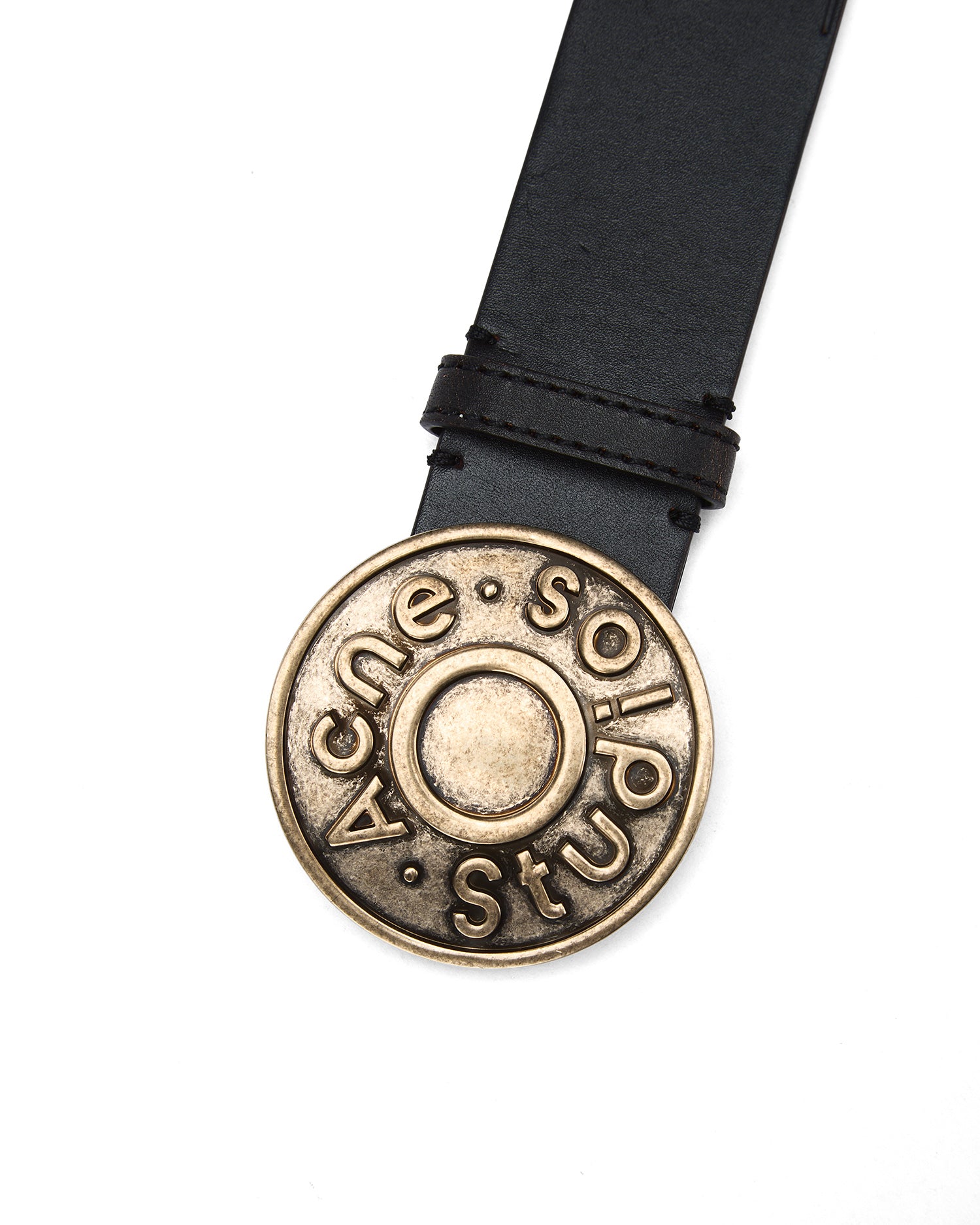 Leather logo buckle belt