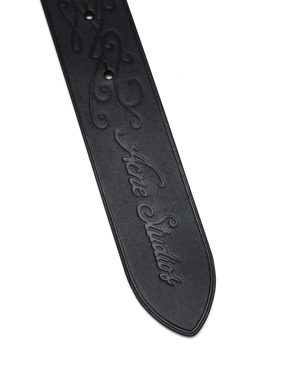 Leather logo buckle belt