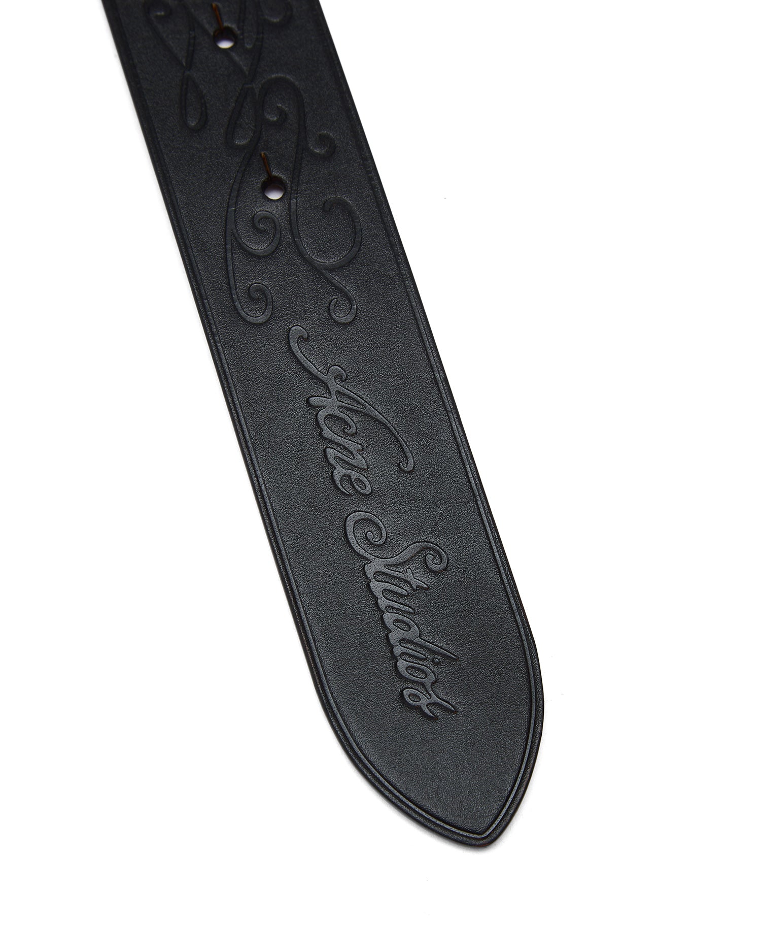 Leather logo buckle belt