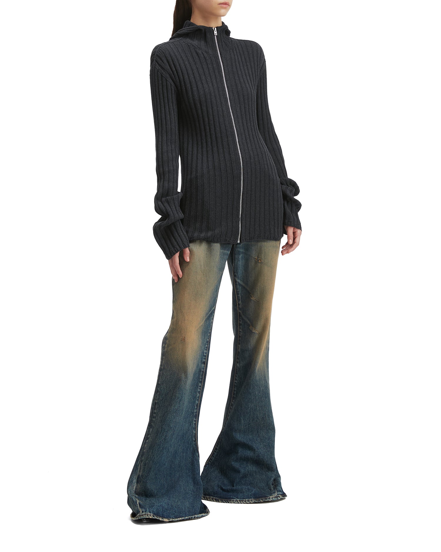 Hooded knit jacket