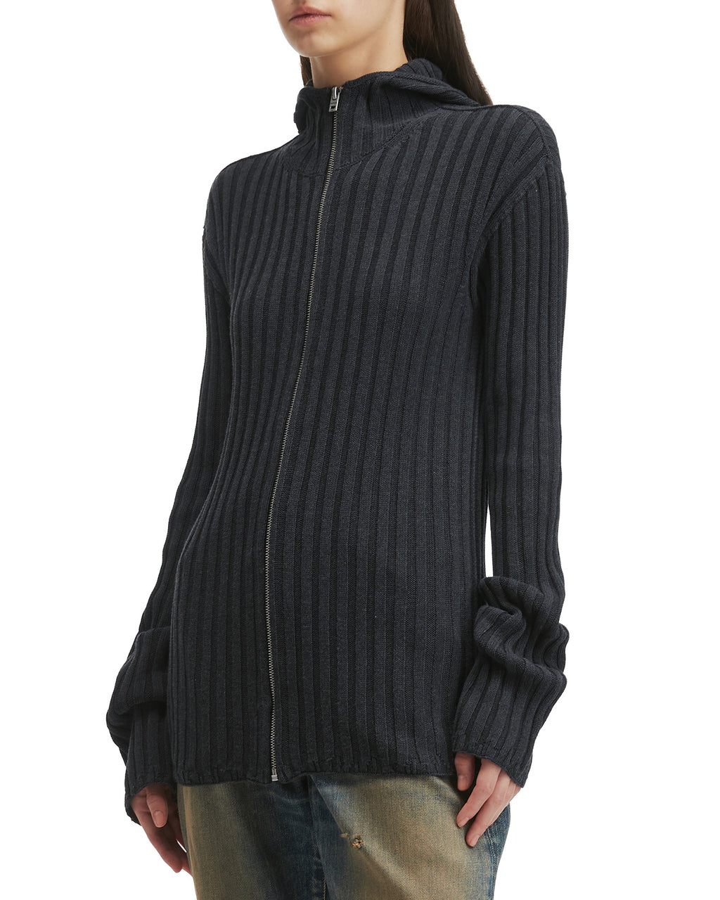 Hooded knit jacket