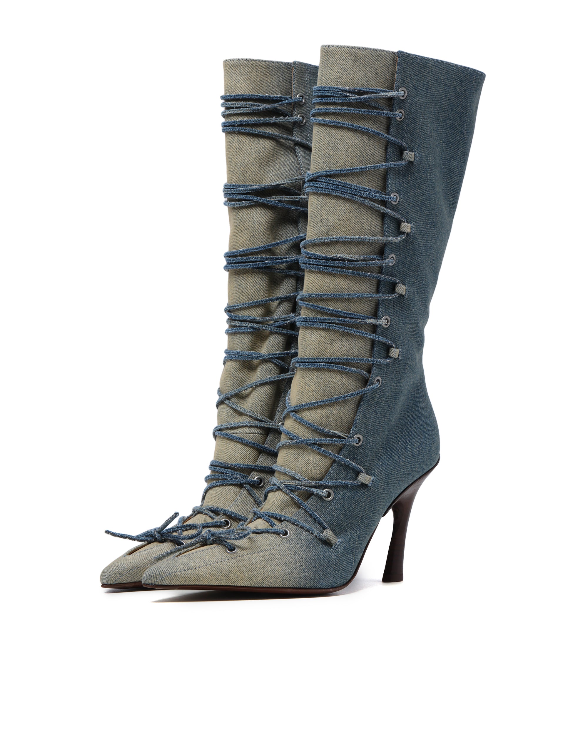 Lace-up heel boots
