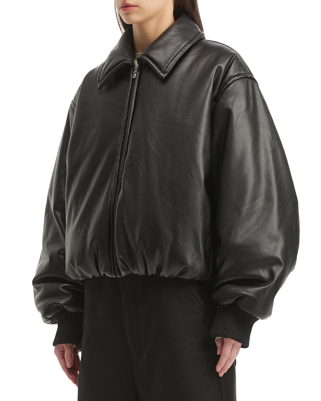 Faux leather bomber jacket
