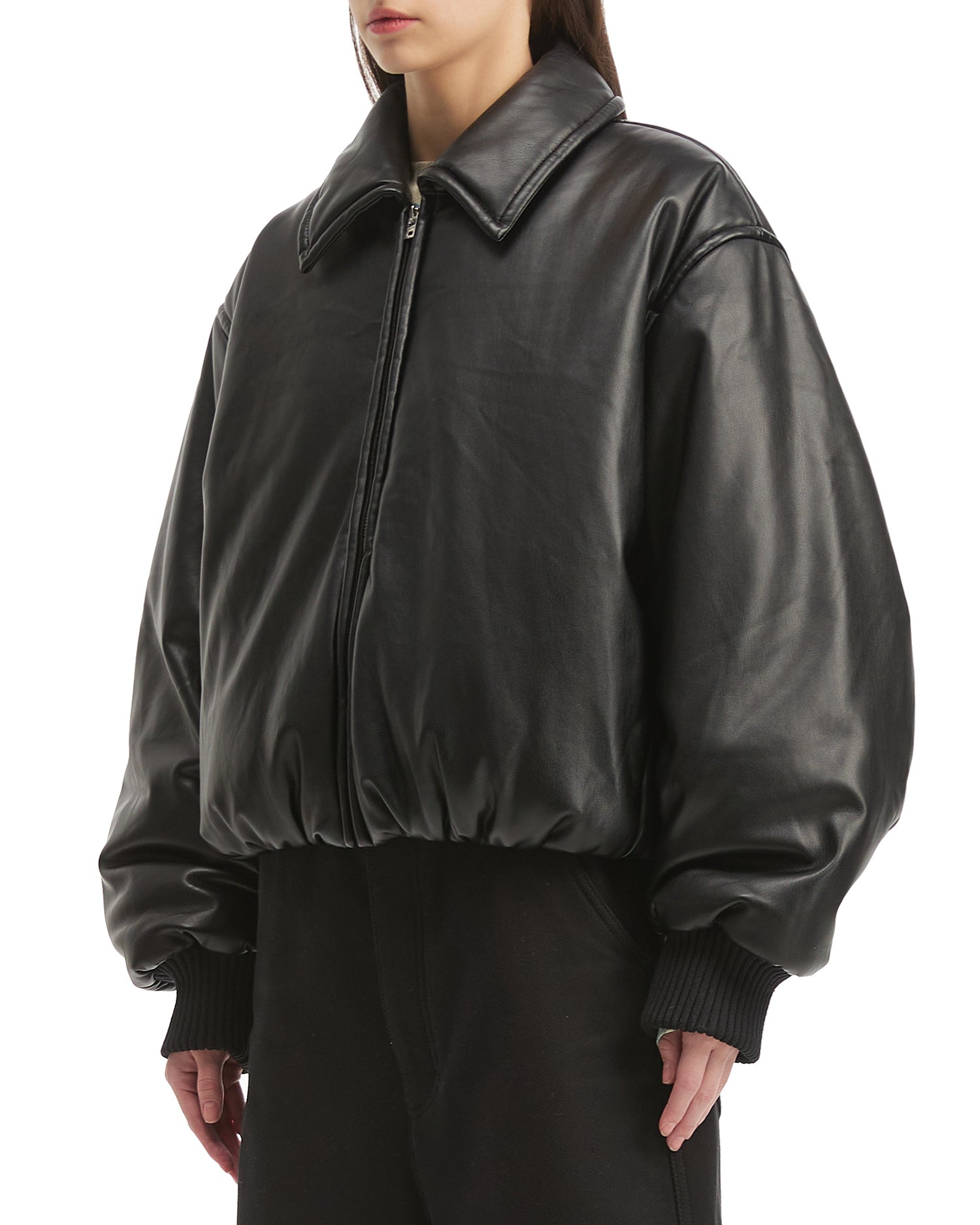 Faux leather bomber jacket