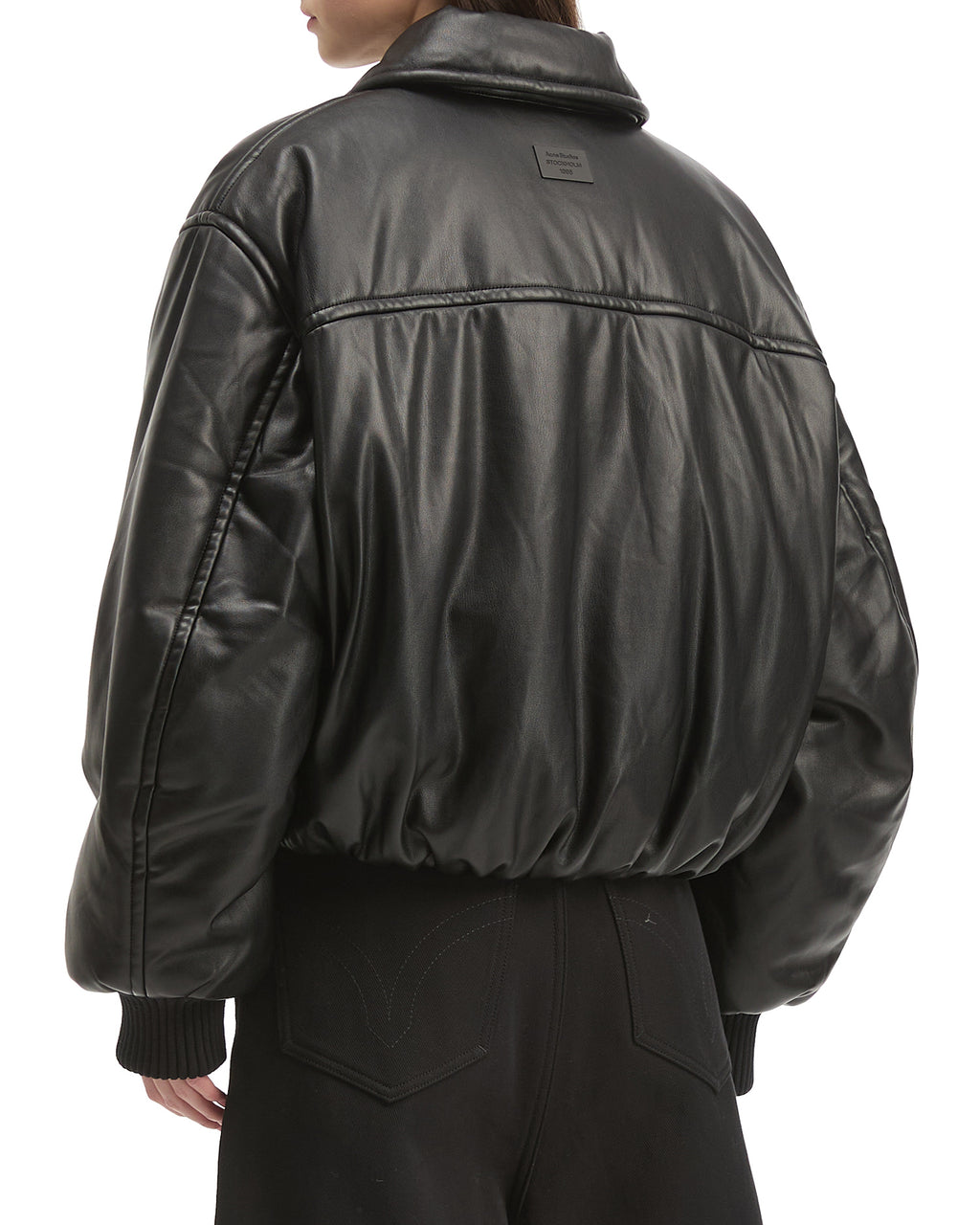 Faux leather bomber jacket