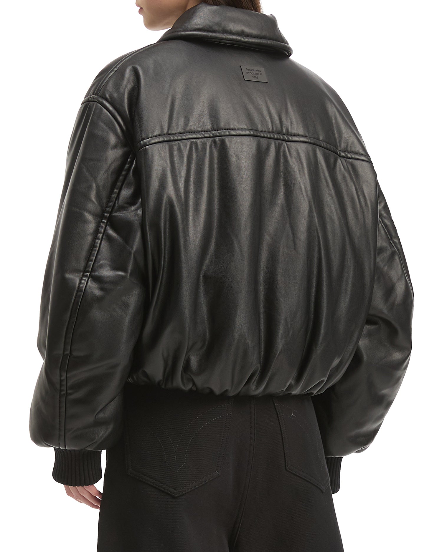 Faux leather bomber jacket