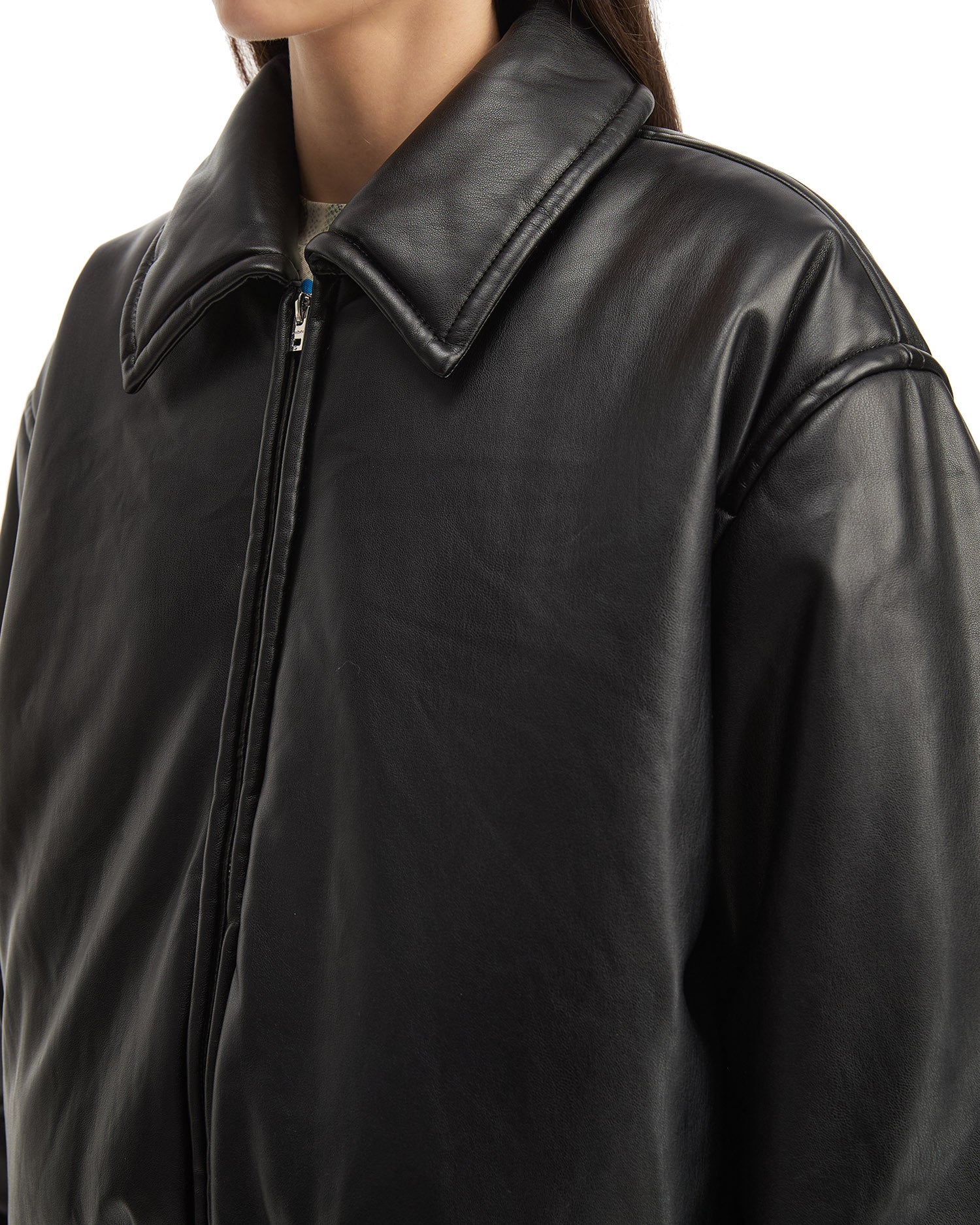 Faux leather bomber jacket