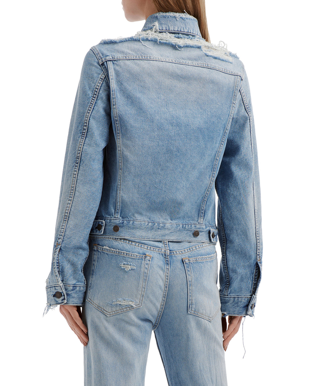 Distressed denim jacket